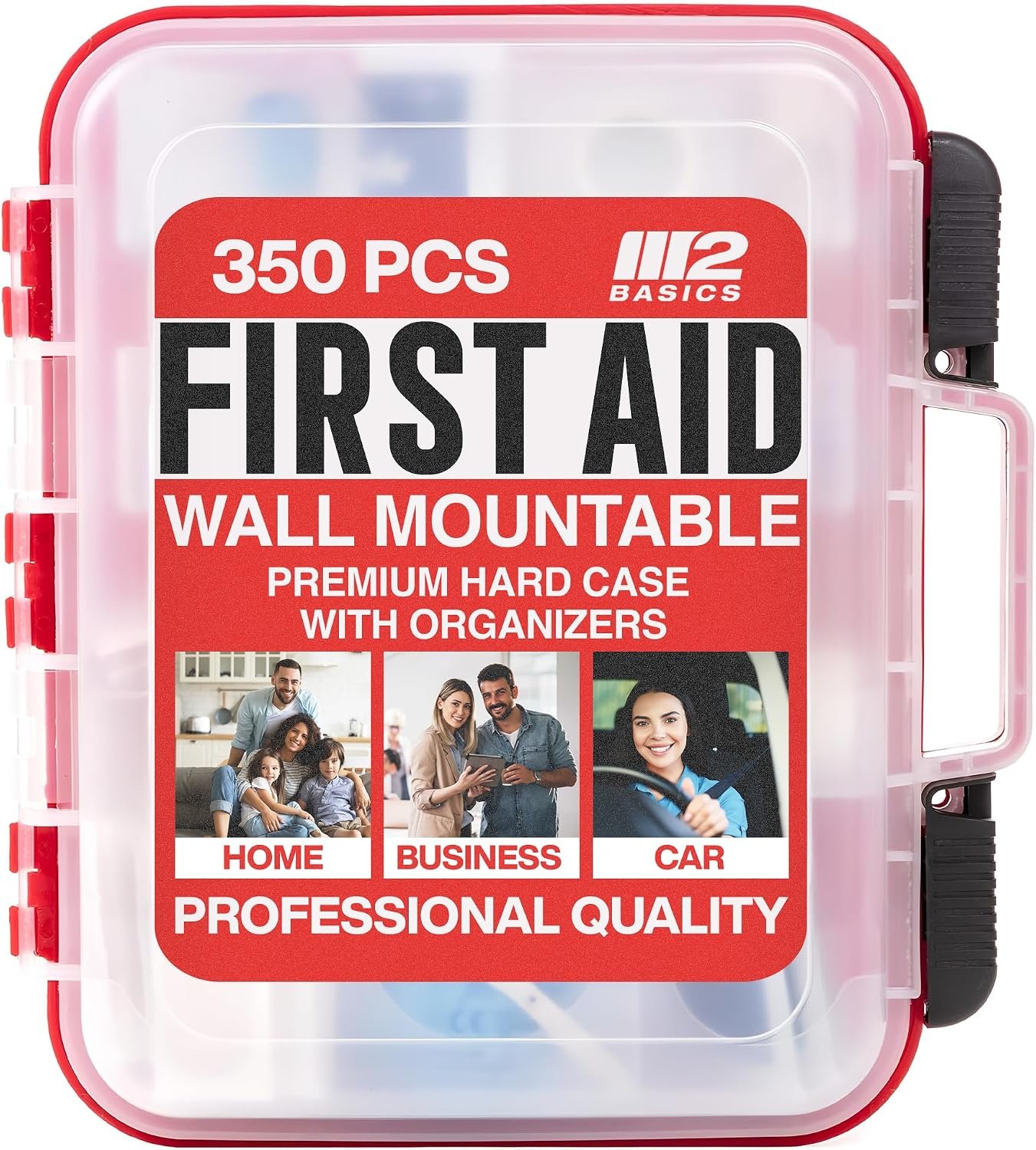 M2 BASICS 350 Piece Professional Wall-Mount First Aid Kit, Home, Business