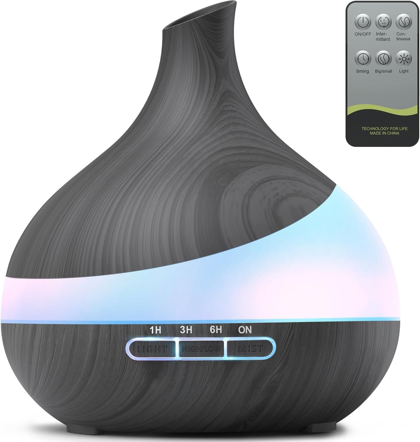 HJTHJT 500ML Essential Oil Diffuser for Home: 14 Color LED Humidifier,Black