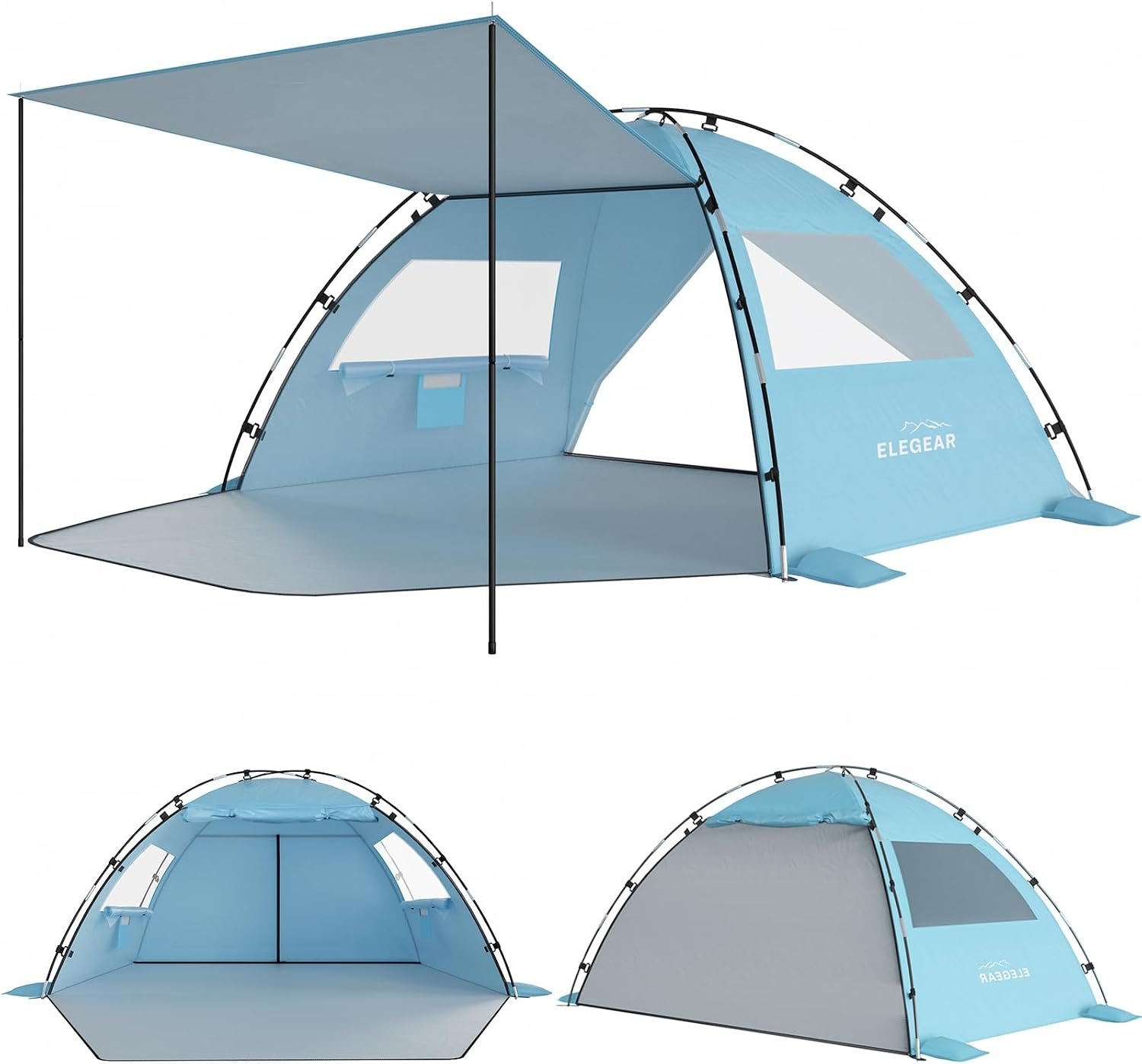 Elegear CumbreX™ Beach Tent Sun Shelter with Canopy, 6-8 Person, Sky Blue
