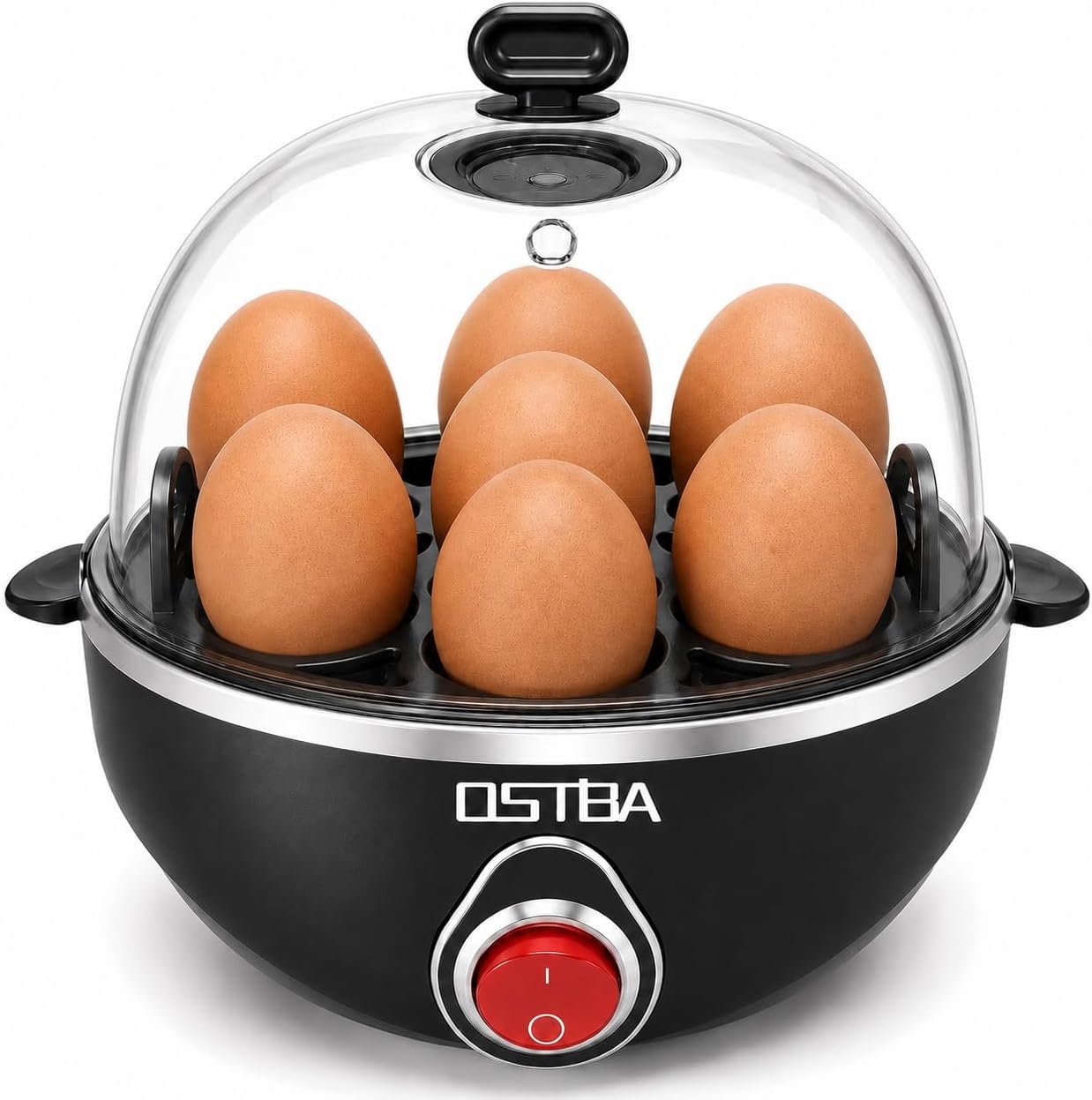 OSTBA Electric Egg Cooker, 7-Egg Boiler for Hard Boiled Eggs, Black