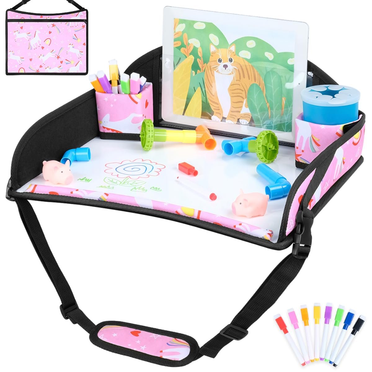 COOLBEBE Kids Travel Tray for Toddler Car Seat, Portable Car Seat Lap Tray