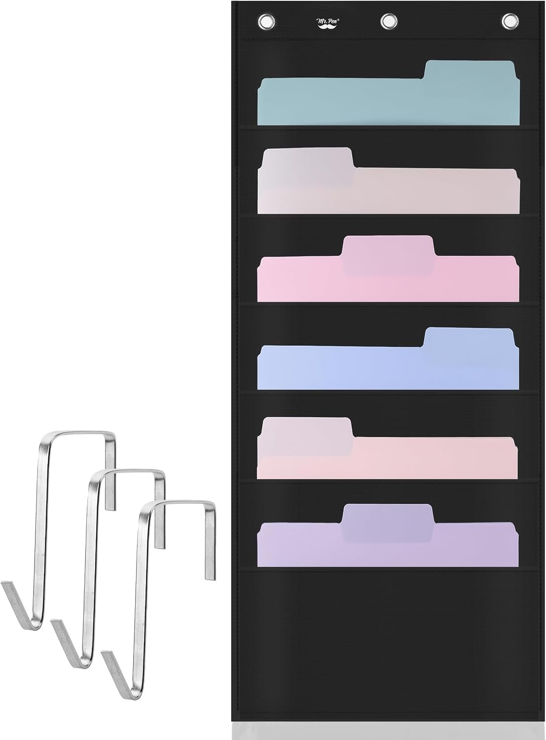 Mr. Pen- Hanging Wall File Organizer, 6 Pocket, Black