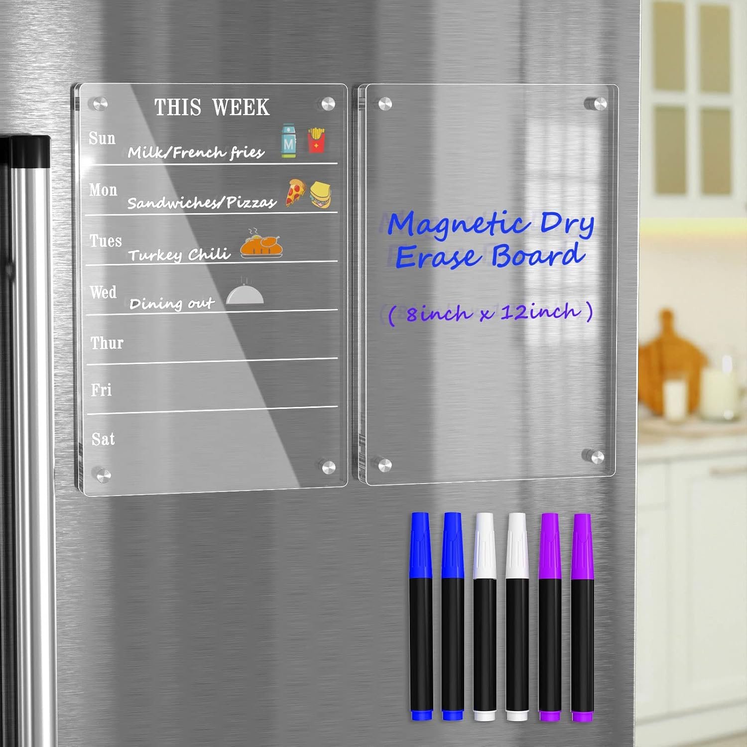 AITEE Magnetic Weekly Dry Erase Board and Memo Set for Fridge with Markers