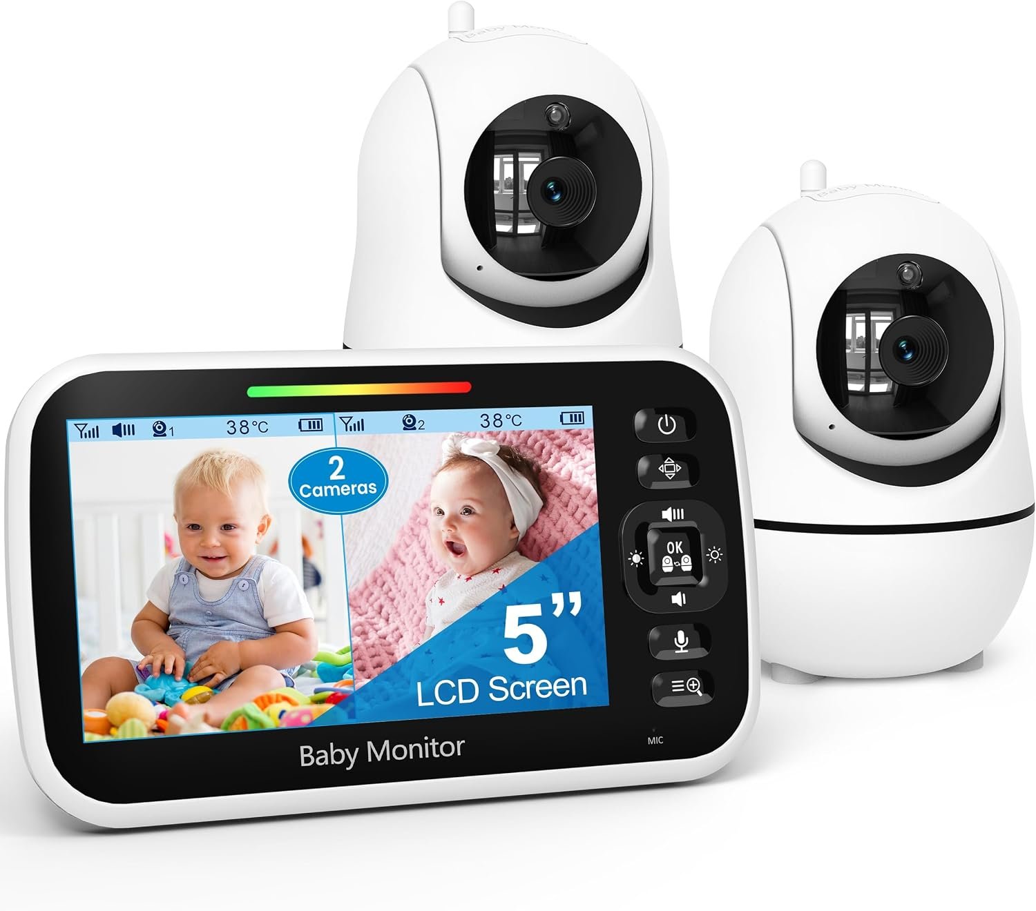 GoodBaby 5″ Split Screen Baby Monitor with 2 Cameras and Audio
