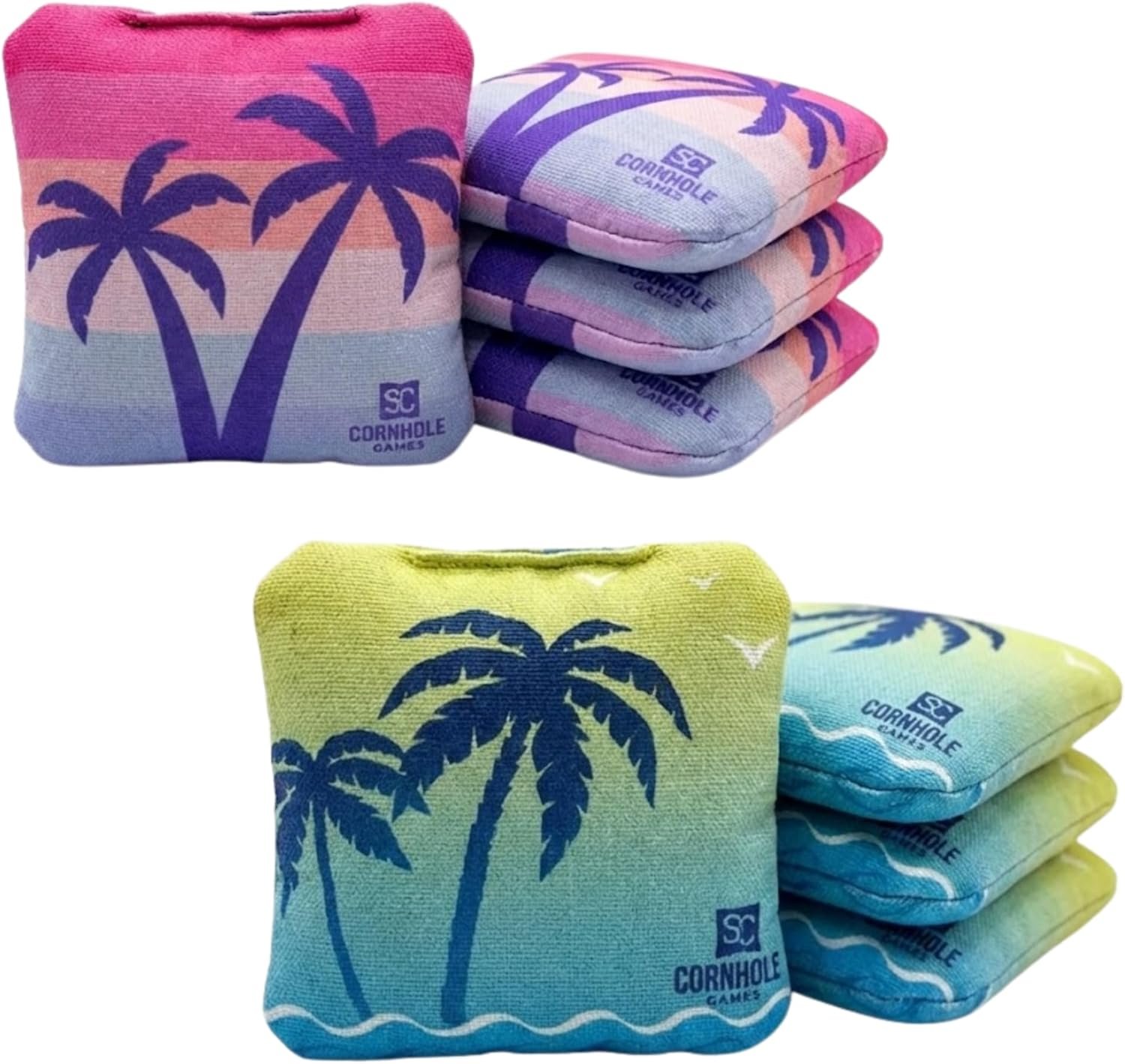 Professional Dual Sided Cornhole Bags- 16 oz 6×6 w/Premium Resin Fill – Official Tournament Slide/Stick Pro Bean Bags – Regulation/Approved