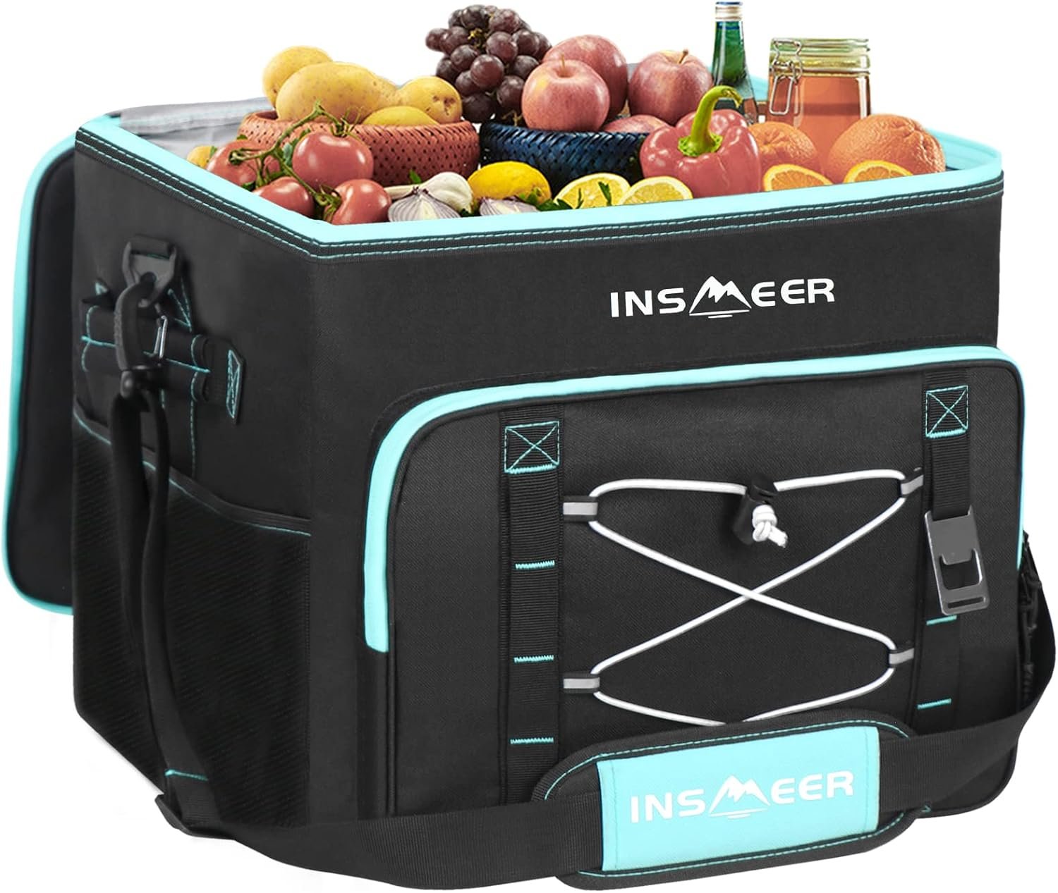 INSMEER Insulated Cooler Bag 90Cans/55L Large Cooler Bag Soft Sided Cooler with Shoulder Strap, Collapsible Coolers, Portable Leakproof Lunch Cooler for Camping/Beach/Food Delivery/Picnic