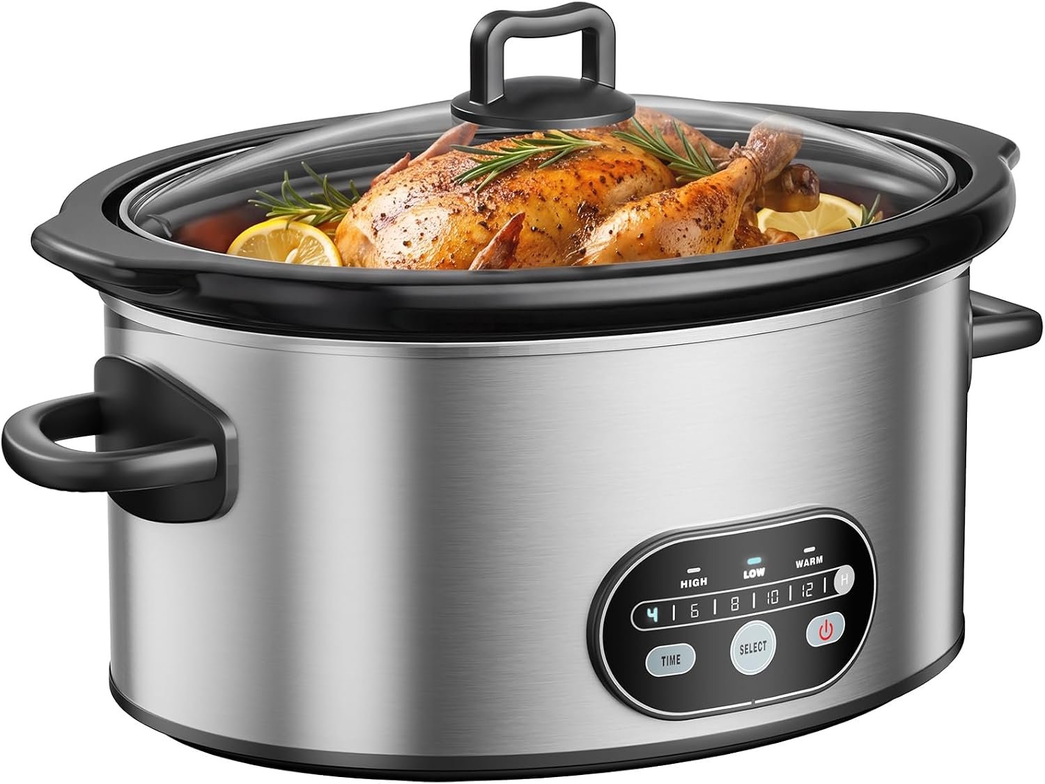 OLIXIS Slow Cooker 8 Quart, Ceramic Nonstick Coating, Programmable Slow Cooker with Dishwasher Stoneware Pot and Tempered Glass Lid, Multi Cookers with 3 Temperature, 35in Tangle Free Cord, Silver