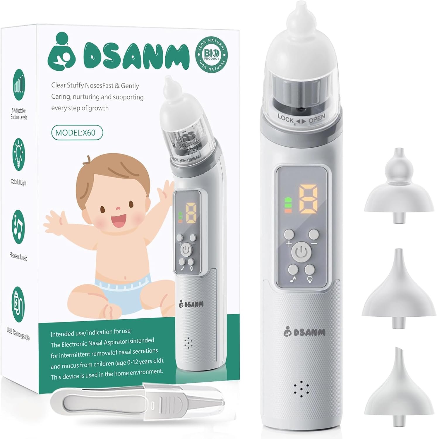 Electric Nasal Aspirator for Baby: 5-Level Suction