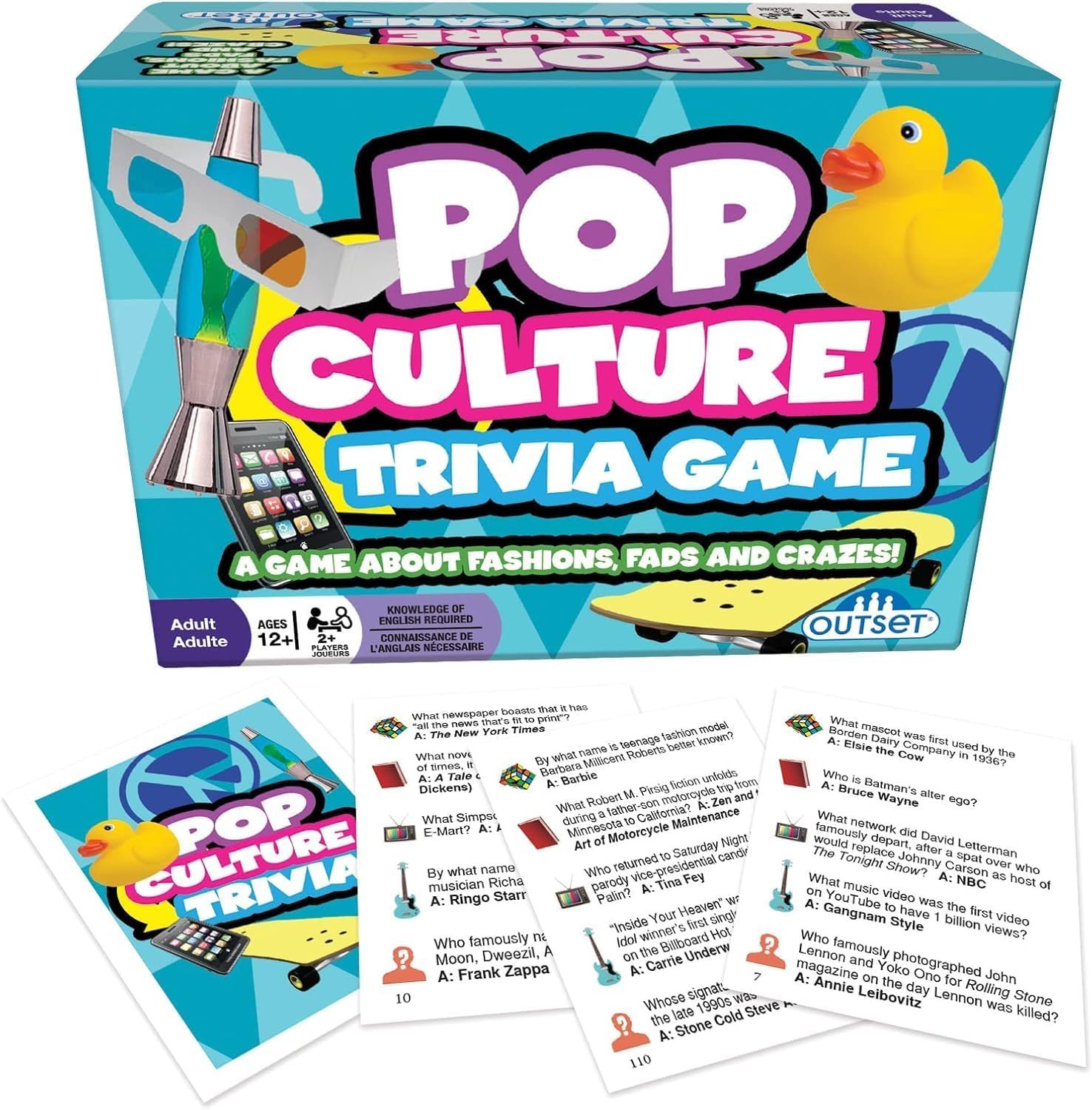 Outset Media Pop Culture Trivia Game – Party Game – Family Game – Travel Game – Fun and Easy to Play – 1200 Trivia Questions – For 2 or More Players – Ages 12+