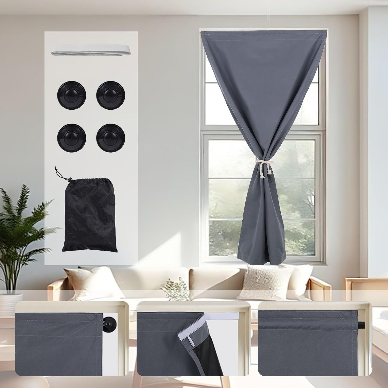 Portable Blackout Curtains with Suction Cups Stick on Travel Window Shade