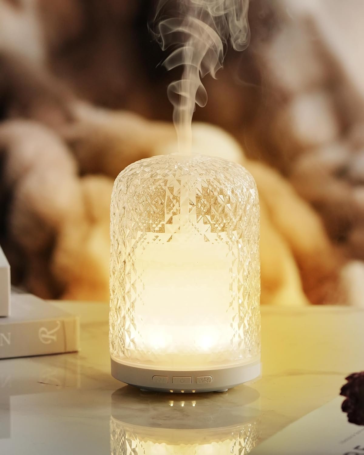 Essential Oil Diffuser – 2.4 MHz Ultrasonic Glass Diffuser with Pulse/Continuous Mist & 3 Night Light Modes, Waterless Auto-Off, Silent Aromatherapy Diffuser for Home, Office, Gifting & Home Decor