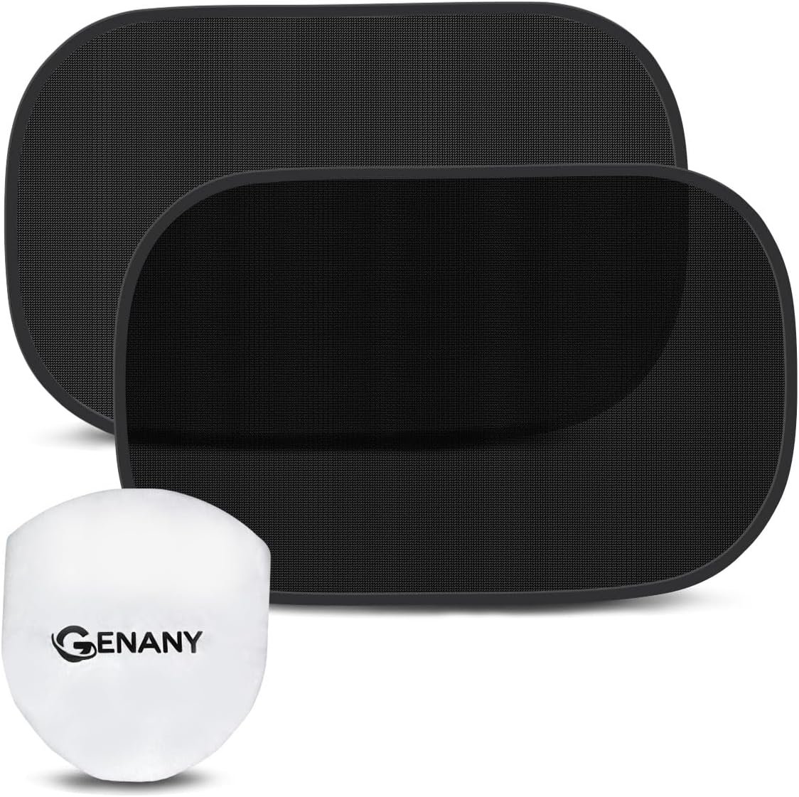 GENANY Black Car Side Window Sun Shades 2 Piece 21 x 14 Inch