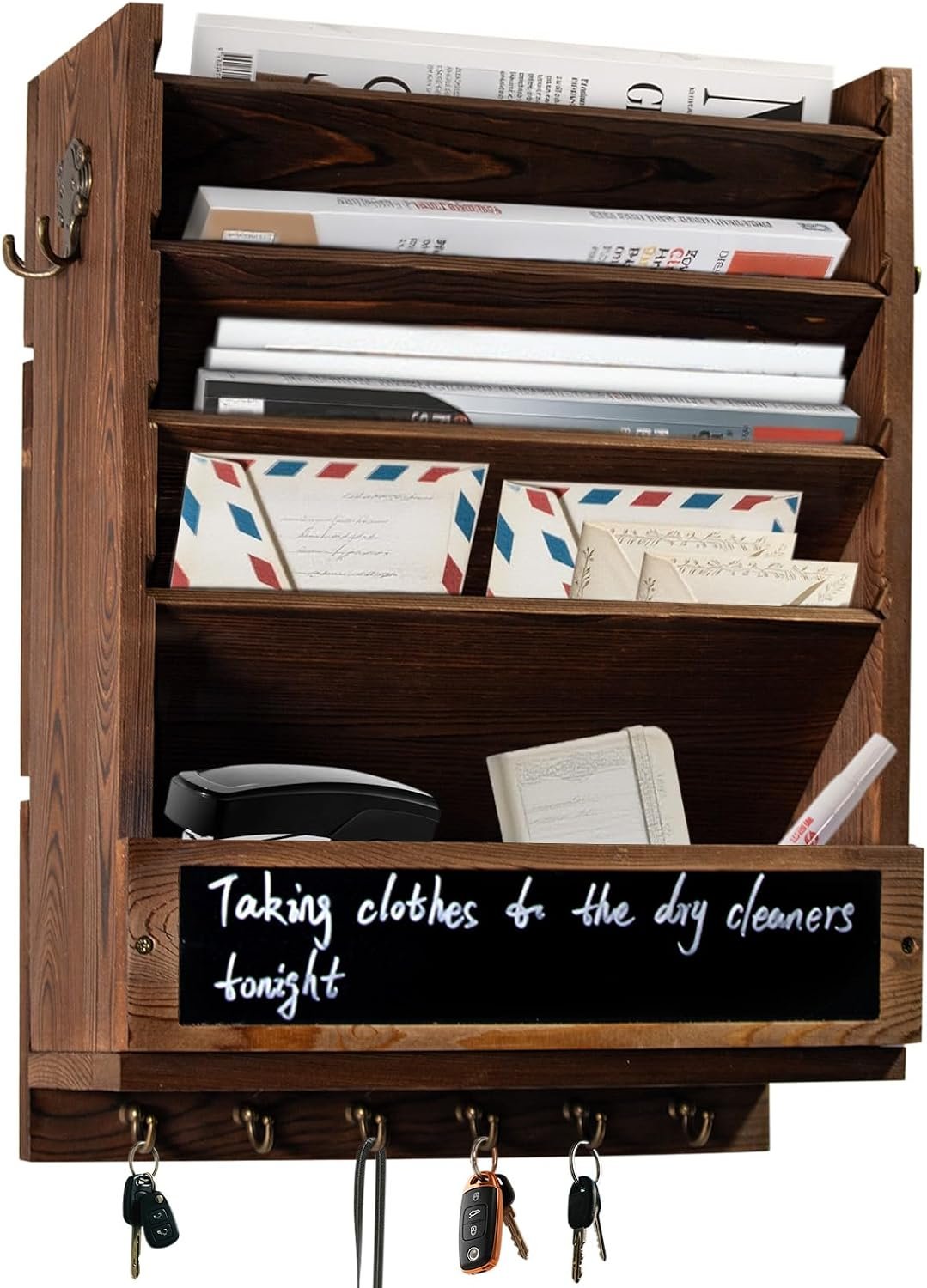 Rustic wall mail organizer,Key and Mail File Holder for Wall Mount