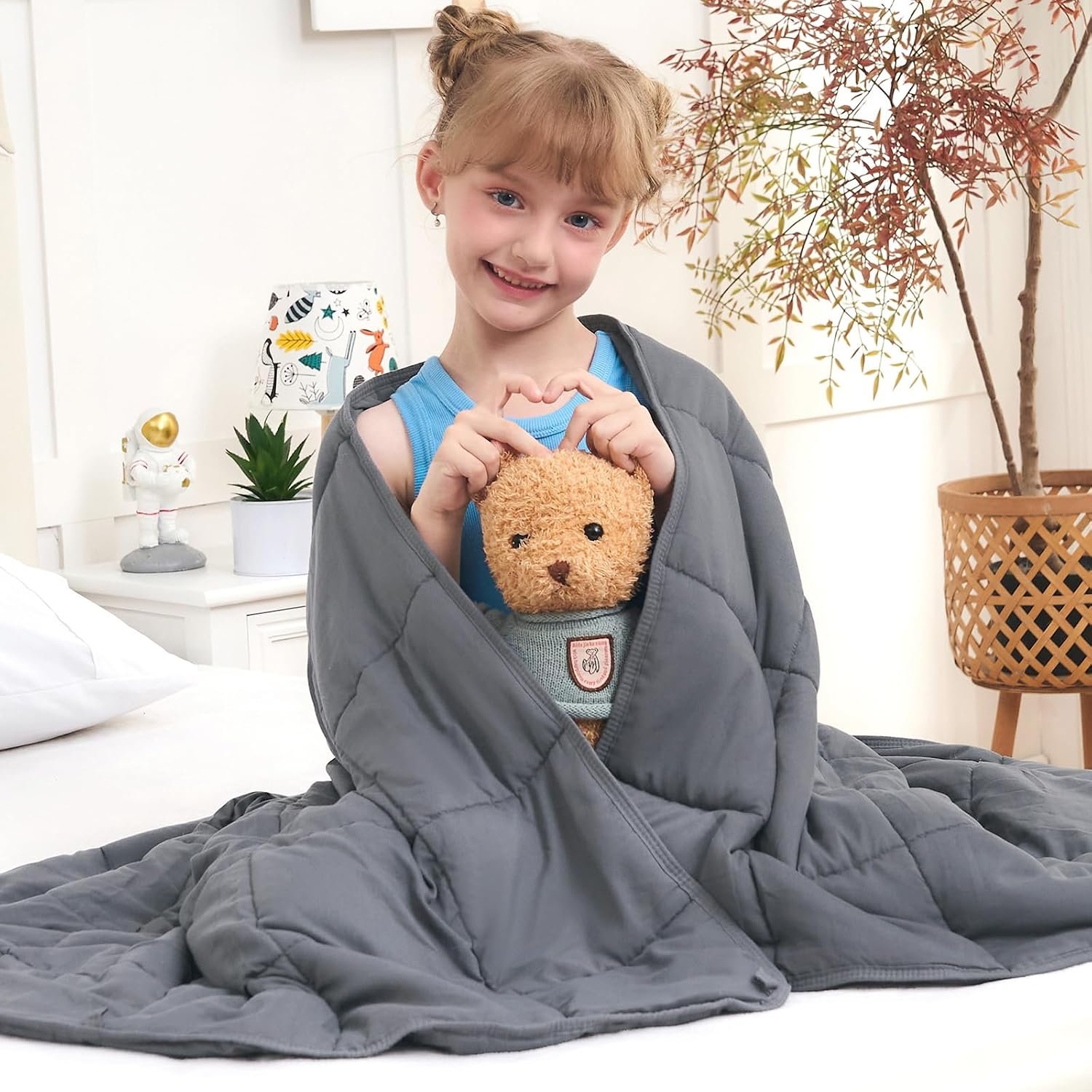 Weighted Blanket 7lbs, 40″x60″, Twin Size Cooling Heavy Throw Blanket for 60-90lbs, Microfiber Soft Big Blankets Weighted Comforter, Grey