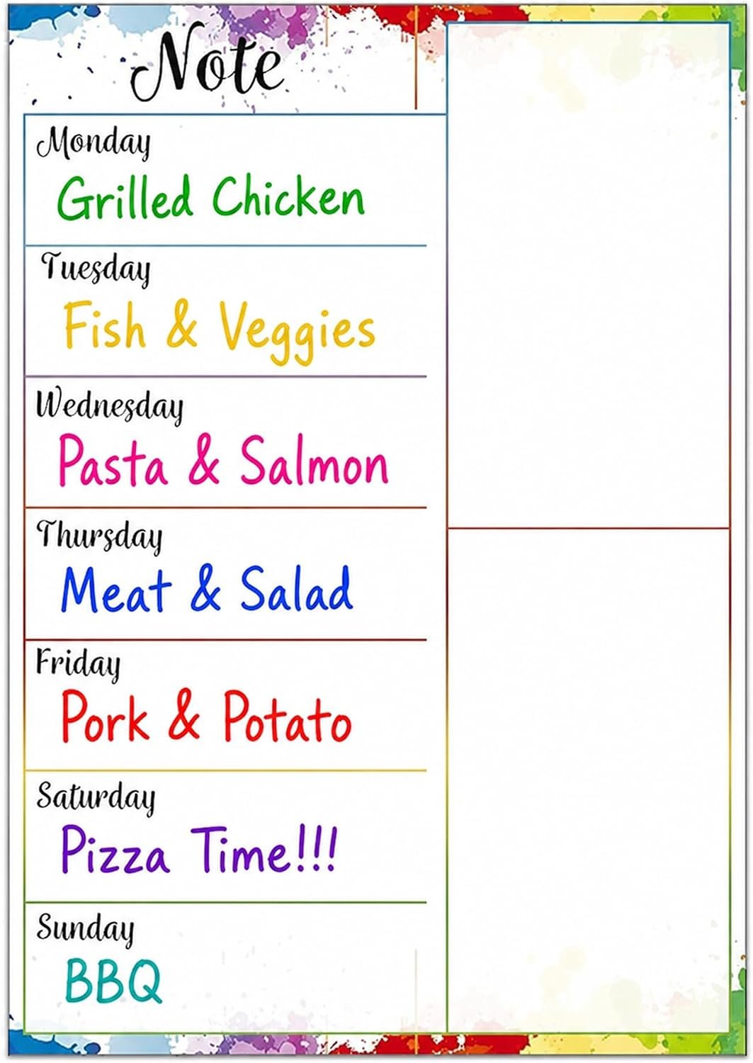 Magnetic Weekly Meal Planner, Fridge Dry Erase Menu Board (C)