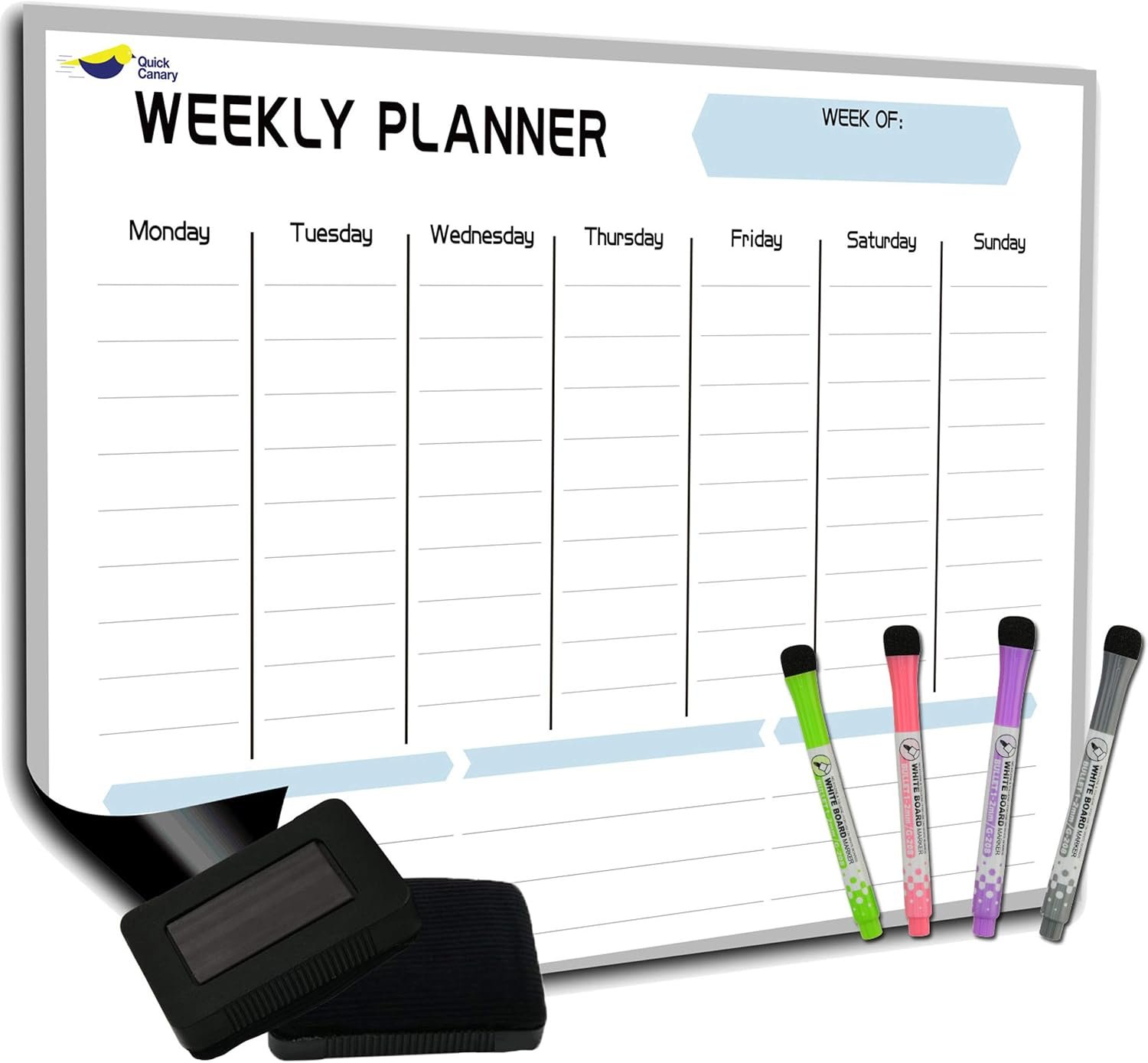 Large Magnetic Weekly Planner for Fridge, Dry Erase Whiteboard Magnet