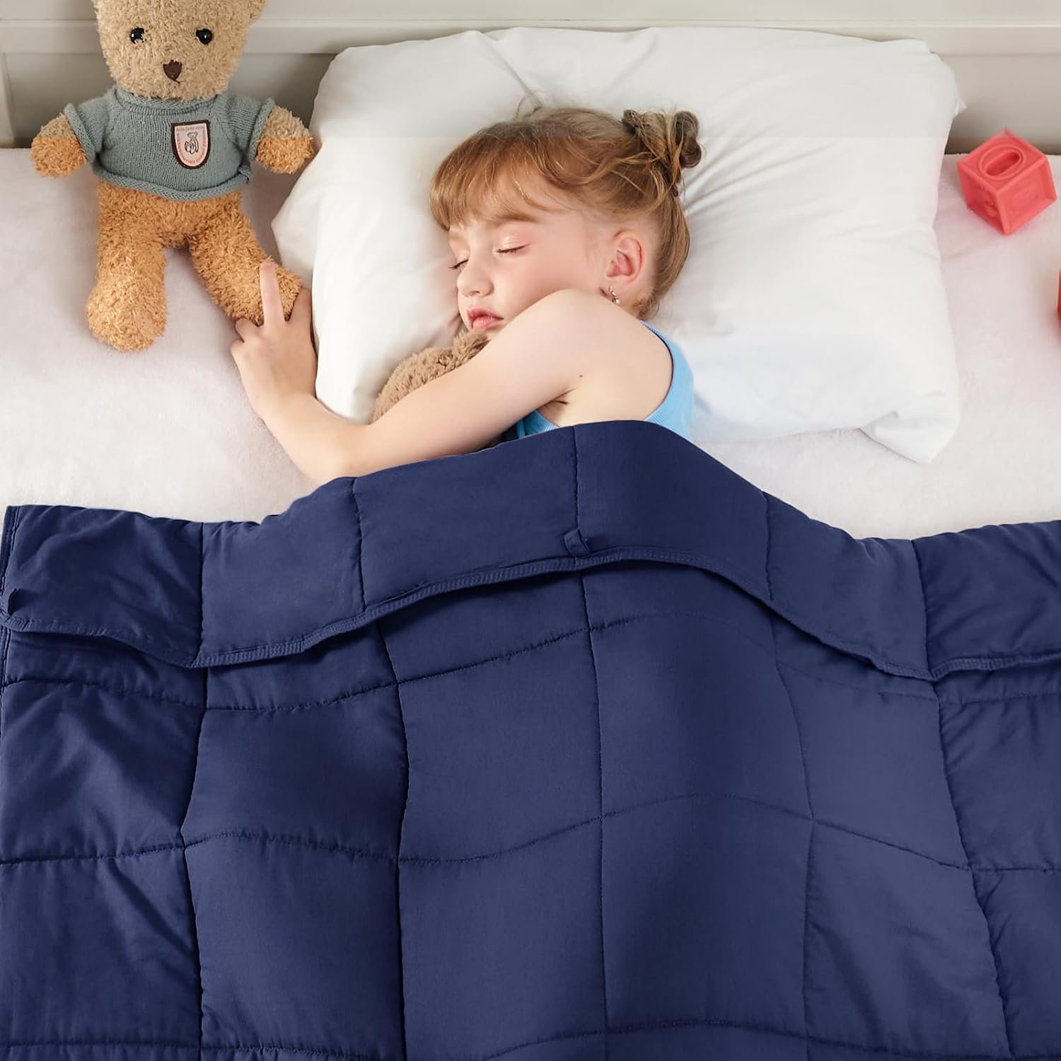 yescool Navy Weighted Blanket 5 Pounds Cooling Weighted Lap Blanket, Heavy Blanket for Sleeping, Weighted Throw Blanket Gifts for 40-60lbs, 36″x48″