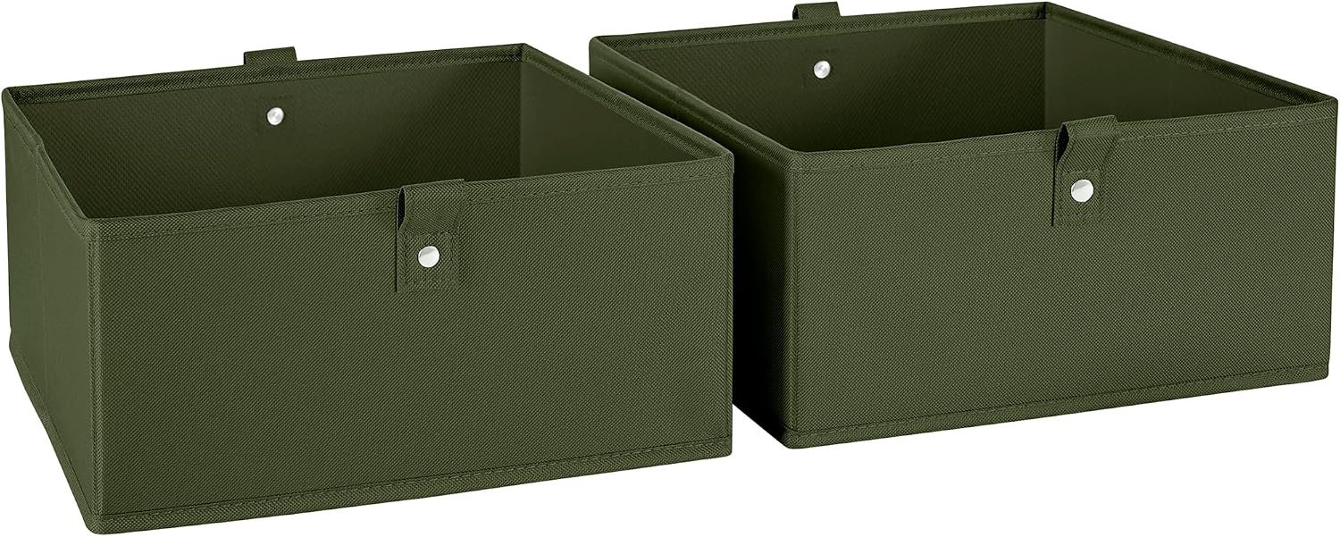 RiverRidge Folding Storage Bins – 2-pack of 5in Tall Olive Cubes