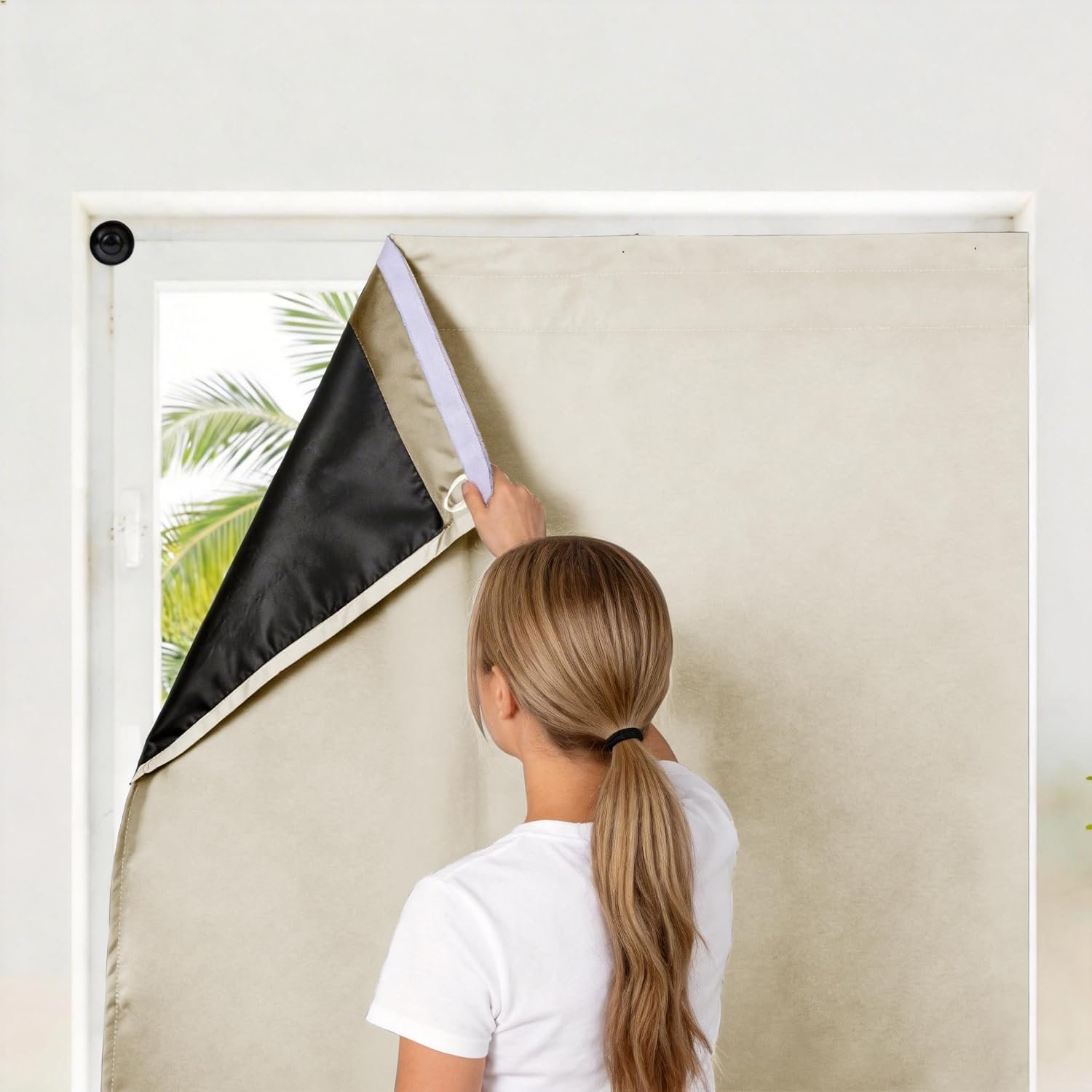 Suction Cup Blackout Curtains No Drill Self Adhesive Temporary Blackout Blinds 3-in-1 Installations Portable Stick On Black Out Window Cover for Bedroom,Nursery,Rental Apartment,Travel
