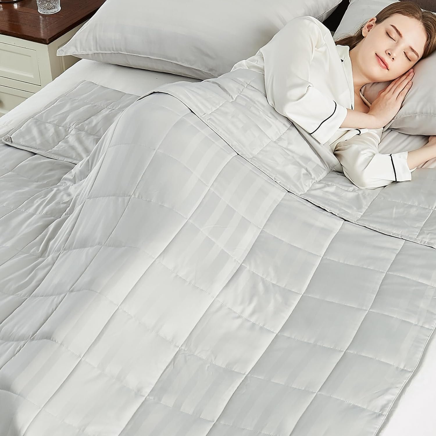 Weighted Blanket Kids (36″x48″ 3lbs),Ultra Soft and Cozy Cooling Weighted Blanket Kids,Heavy Blanket with Machine Washable Soft Blanket, Light Grey