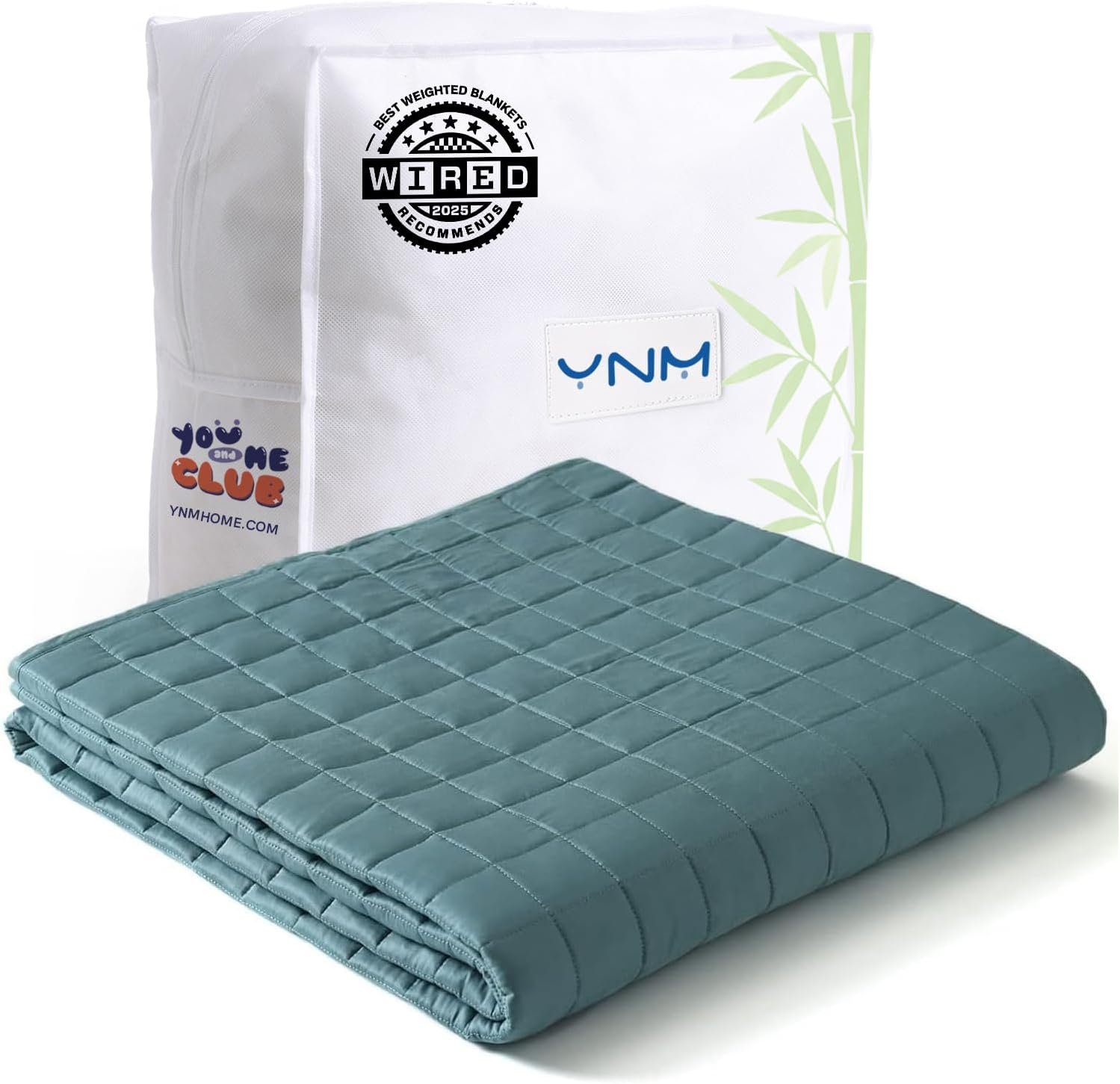 YnM Cooling Weighted Blanket for Adults, 7lbs Heavy Bed Throw for One Person of 60lbs, Perfect for Hot Sleepers or Warm Climates with Rayon/Glass Beads(41×60 Inches,Twin Bed, Sea Grass)