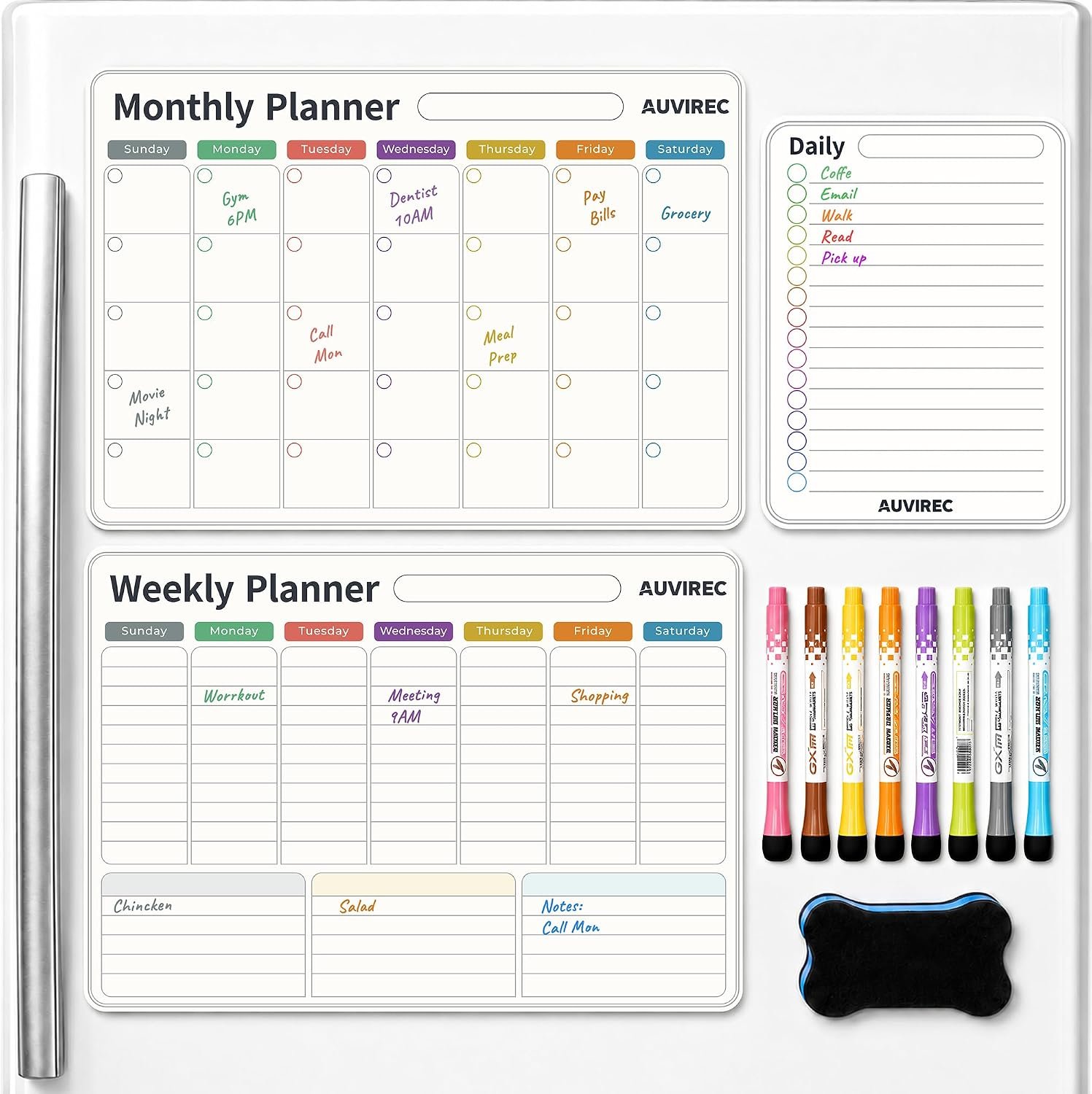 Magnetic Calendar for Refrigerator, Fridge Calendar 3-Pack