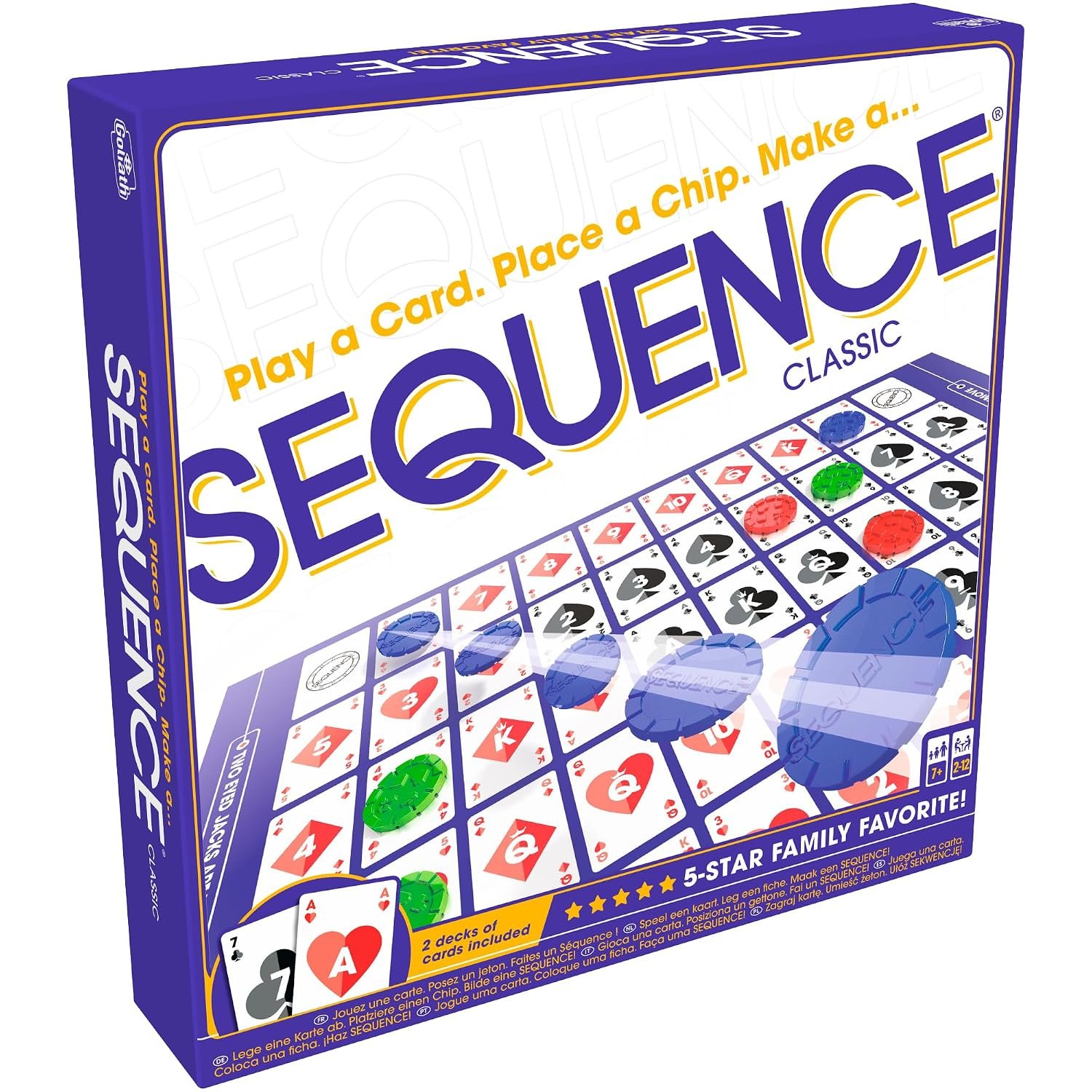 SEQUENCE- Original SEQUENCE Game with Folding Board, Cards and Chips by Jax ( Packaging may Vary ) White, 10.3″ x 8.1″ x 2.31″