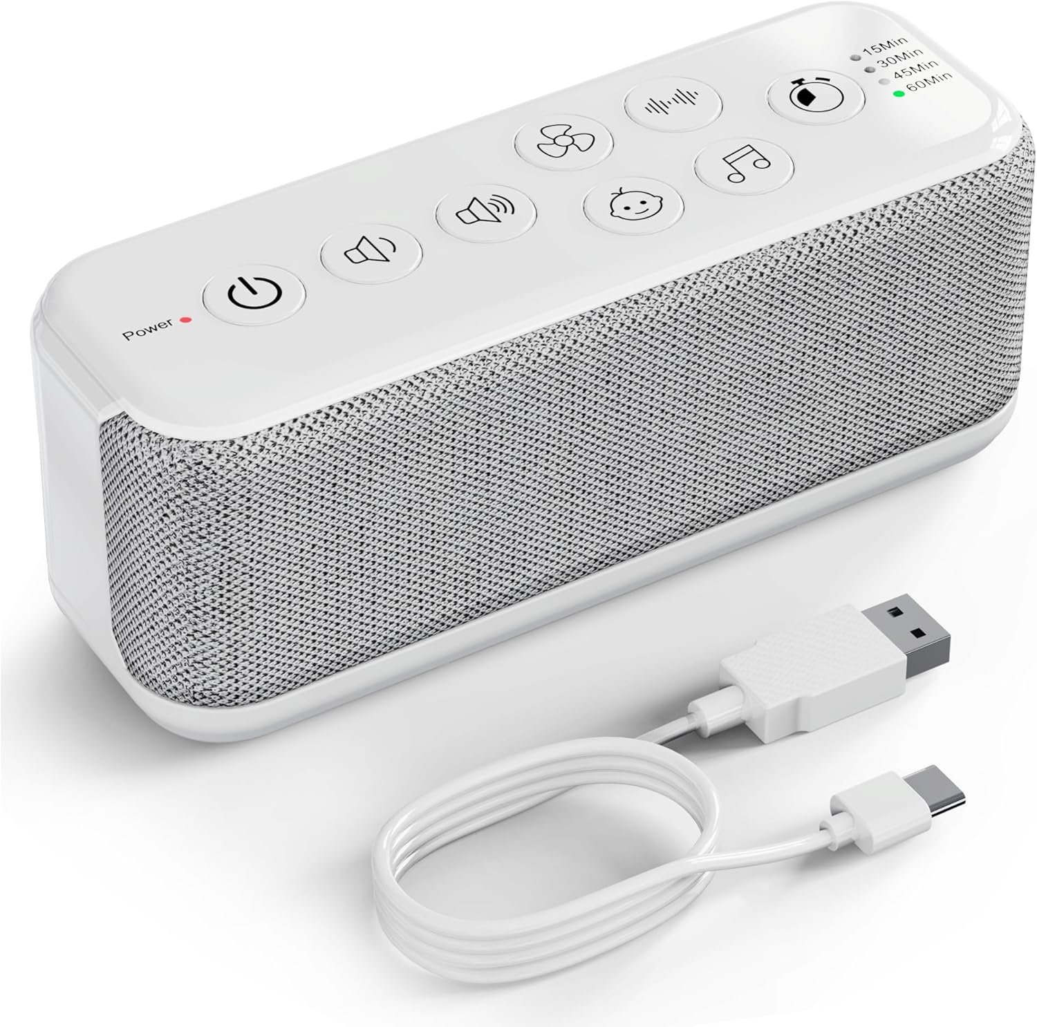 Raynic White Noise Machine, 42 Soothing Sounds Noise Machine, Rechargeable Battery Sound Machine with 8 Volumes, 5 Timers, Type-C Port, Headphone Jack for Baby, Adult, Home, Travel, Office