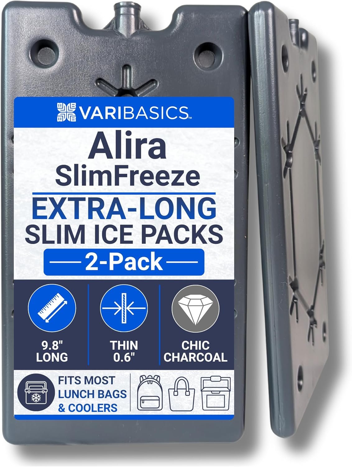 Alira SlimFreeze Large Thin Reusable Ice Packs, 2 Pack