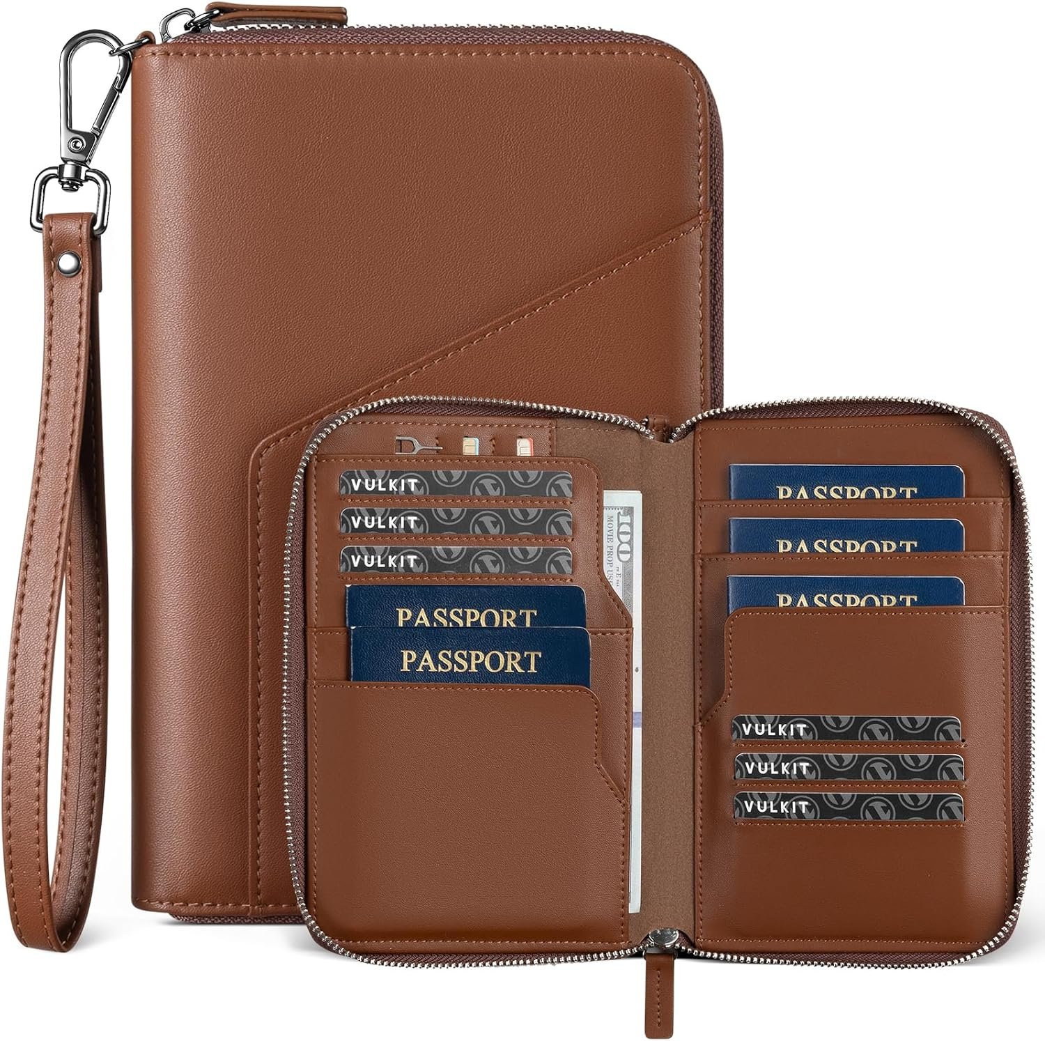 VULKIT Family Passport Holder for 4 Passports, RFID Blocking Travel Wallet