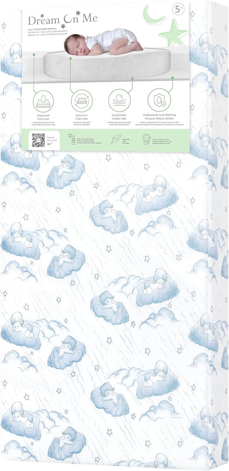 Dream On Me 2-in-1 Cozy Cloud Baby Crib Mattress, GREENGUARD Gold