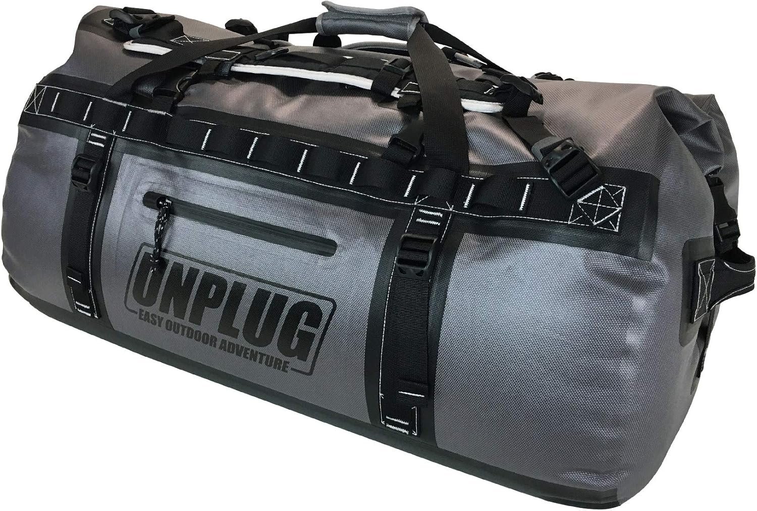 UNPLUG Ultimate Adventure | 1680D Heavy Duty Waterproof Bag | Large Travel Bag which can be Used for Camping, Motorcycling, Boating, or Hunting|155L Storm Grey