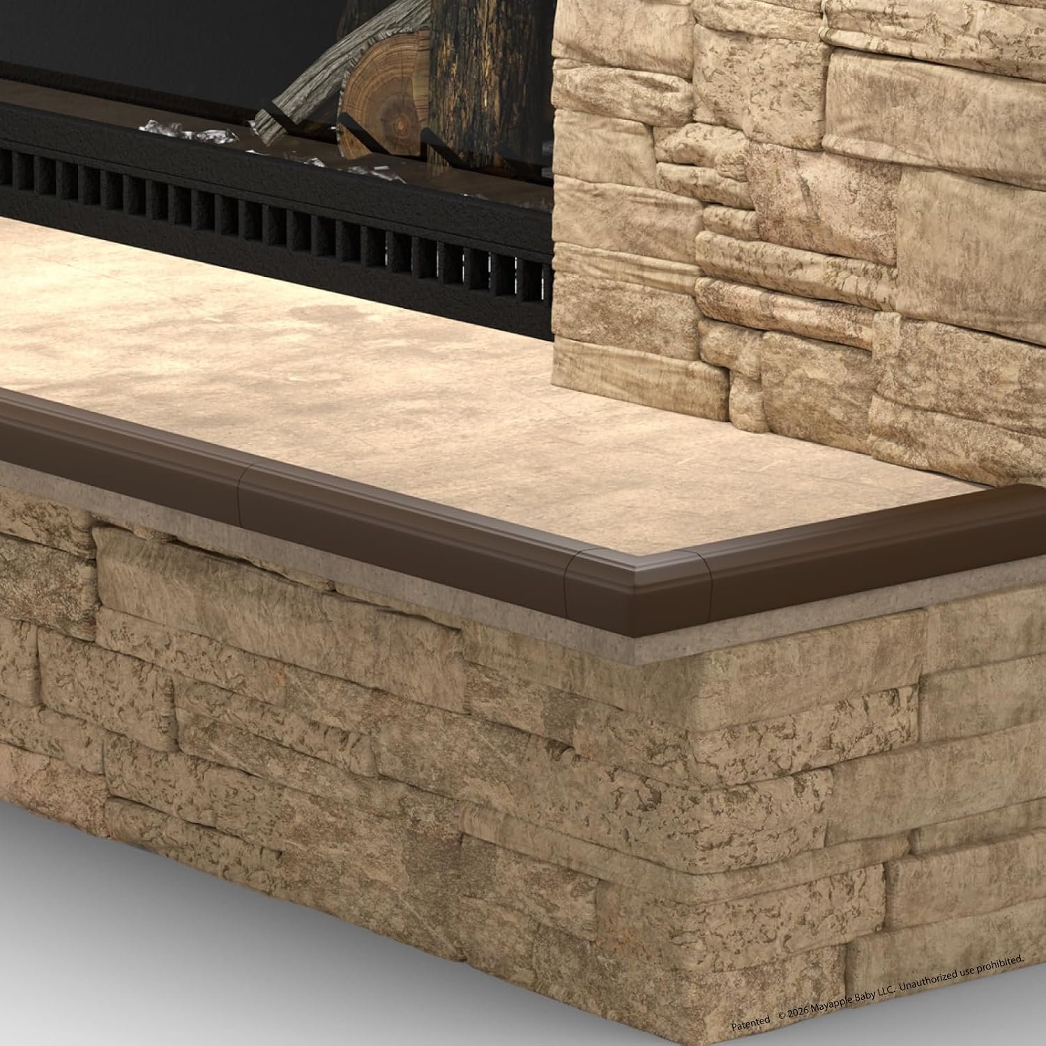 Roving Cove Fireplace Edge Corner Protector, Extra-Wide 9ft Edge 2 Corners