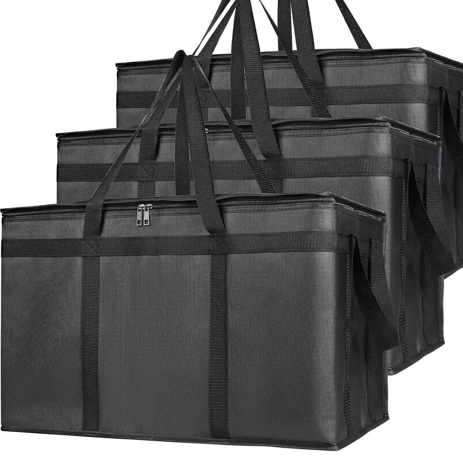 Bodaon 3 Pack Insulated Food Delivery Bags, XXXL Catering Cooler Bag Black