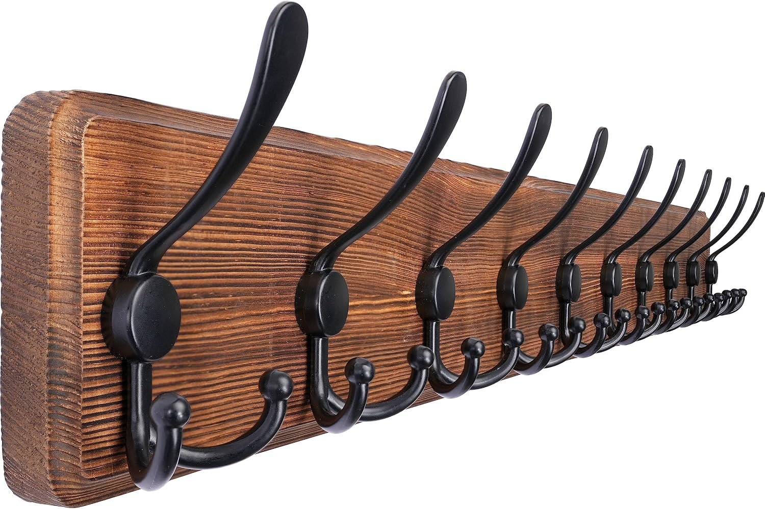 SKOLOO Rustic Coat Rack Wall Mount, 10 Hooks, 38.6” Long, Solid Wood,Brown