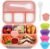 MaMix Bento Box for Kids, Lunch Box Kids, Lunch Containers for Adults,4 Compartment Leak-Proof with Sauce Snack Pot Cutlery (Pink)