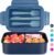 Caperci Classic Bento Box Adult Lunch Box for Older Kids – Leakpoof 47 oz 3-Compartment Containers for Adults and Teens, Built-in Utensil Set, Ideal for On-the-Go Balanced Eating, Navy Blue