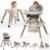 9-in-1 Convertible Baby High Chair for 6 Months to 8 Years, Grow-with-Me Highchair for Toddlers and Infants with 5-Point Safety Harness, Lockable Wheels, Adjustable Removable Tray, BPA-Free (Grey)