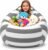 Amzlink® Stuffed Animal Storage Bean Bag Chair Cover for Kids – Stuffable Zipper Beanbag for Organizing Children Plush Toys, Heavy Duty Cotton Canvas, Ideal for Bedroom Classroom(X-Large for Kids)