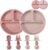 PandaEar 2 Pack Toddler Divided Suction Plates with 2 Spoons 2 Forks for Babies | Silicone Baby Led Weaning Supplies Self Feeding Eating Utensils | BPA-Free Baby Feeding Set – Pink