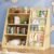 EXPERLAM Kids Bookshelf and Toy Storage Organizer, 4 Tier Wooden Kids Book Shelf with Sling Book Rack in Kids Room Playroom Nursery for Kids, Children, Toddlers