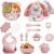 Silicone Baby Feeding Set, 14 Pcs Baby Led Weaning Supplies, Baby Spoons & Forks Suction Bowl Divided Plate Bib Cup, First Stage Solid Food Eating Utensils – 6+ Months (Light pink)