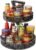 Lazy Susan Organizer – 2 Tier Rotating Spice Rack Turntable, 11.4″ Plastic Spinning Organizer for Kitchen Cabinet Pantry Countertop Cupboard Bathroom Storage