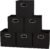 Household Essentials Foldable Fabric Storage Bins 6 Piece Set, Strong Poly-Woven Fabric, Sturdy Chipboard Sides, Grommet Front Handle, Stackable, Classic Design, Black
