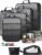 Veken 9/11 Set Compression Packing Cubes for Travel Essentials,Compressible Expandable Large Luggage Suitcase Organizer Bags for Clothing,Space Saver Bags with Over 1000 pcs of Mesh Holes(Black)