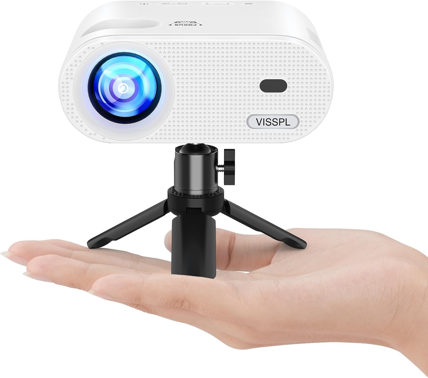 Mini Projector, VISSPL Full HD 1080P Video Projector, Portable Outdoor Projector with Tripod, Kids Gift, Home Theater Movie Phone Projector Compatible with Android/iOS/Windows