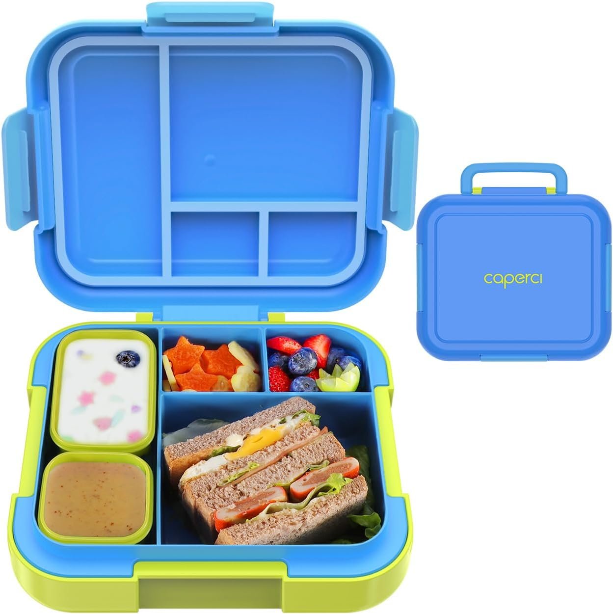 Caperci Bento Lunch Box for Kids, 4.8 Cups 4 Compartment Lunch Containers