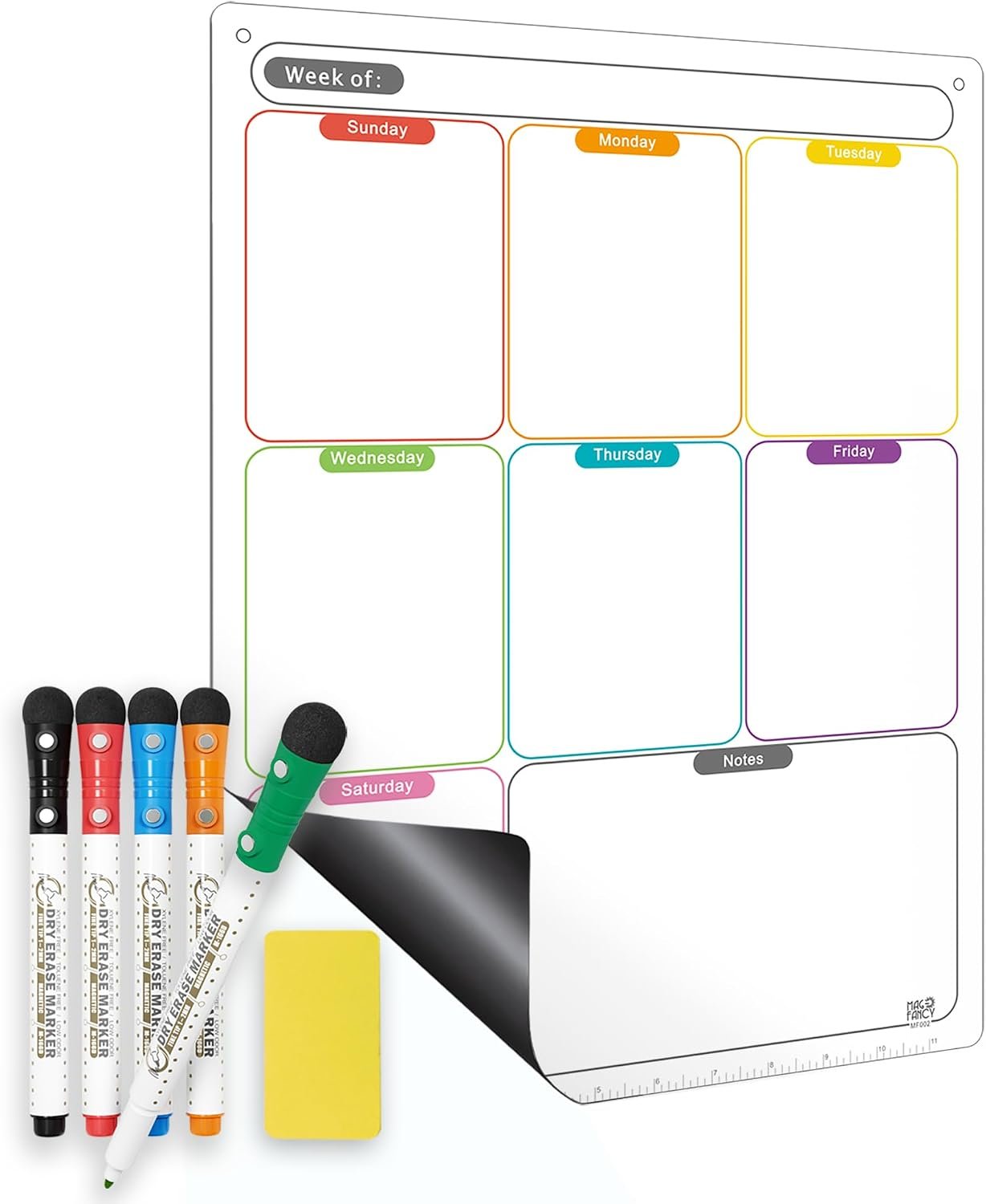 Magnetic Calendar for Fridge, Dry Erase Weekly Planner, 13″ x 16.9″