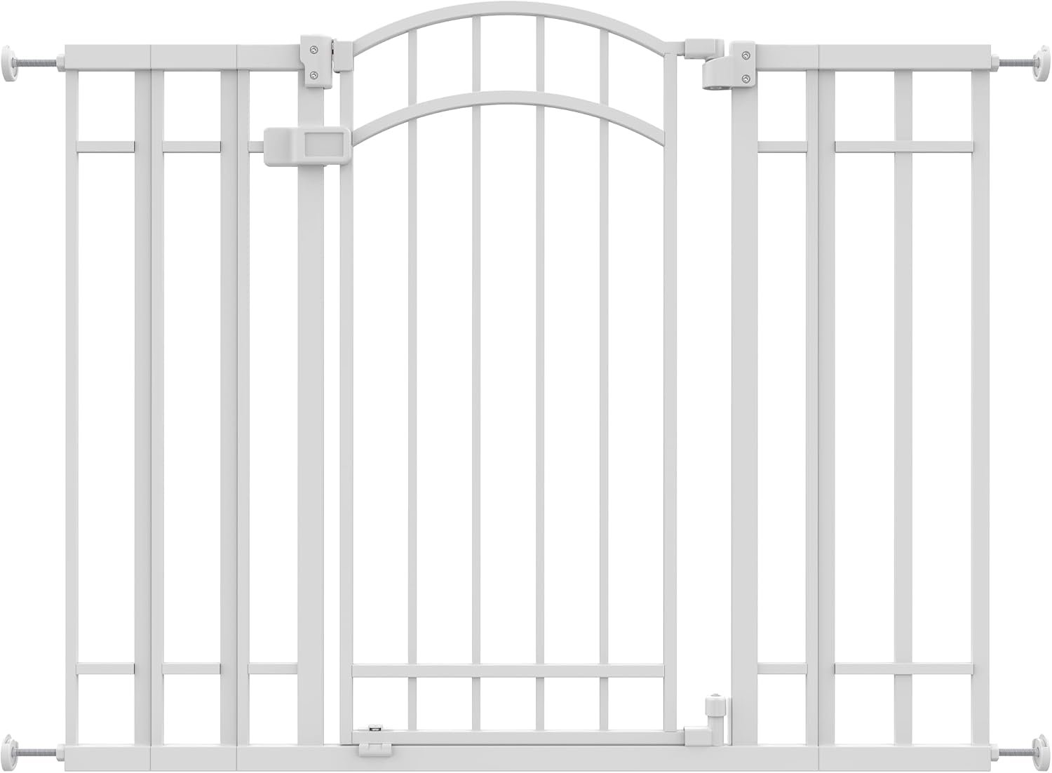 Ingenuity Decorative Extra Tall Baby Gate & Dog Gate, 28.5″-48″ Wide, 36″ Tall, Hardware or Pressure Mounted, Install on Top or Bottom of Stairs, Banister, or Doorway – White