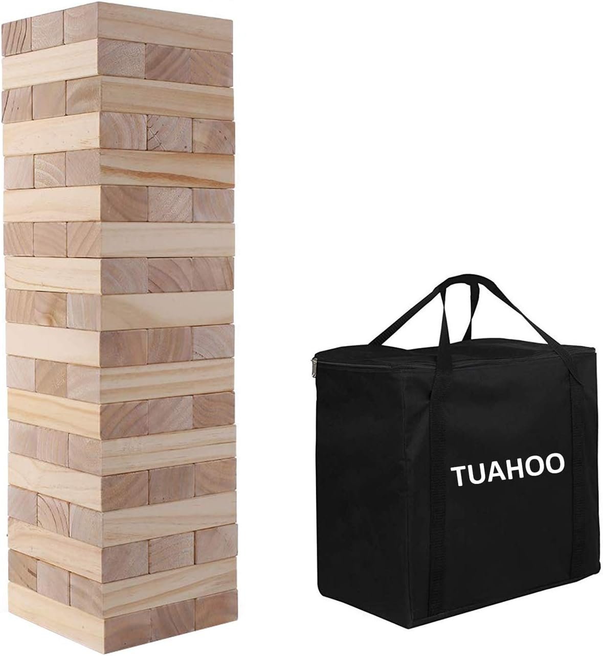 Giant Tumble Tower (Stacks to 4+ Feet), 54pcs Wooden Blocks Stacking Game, Indoor Outdoor Game for Kids Adult Family Fun | Ages 6+ | Yard Games | Party Game